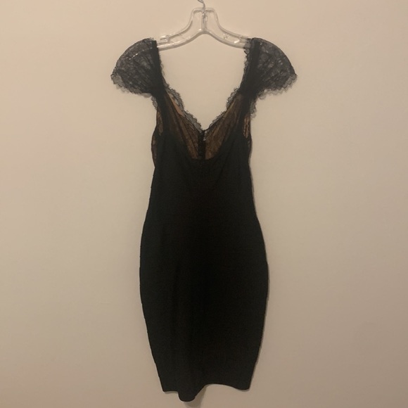 Vintage Herve Leger Black Lace Bandage Cocktail Dress - Picture 4 of 8